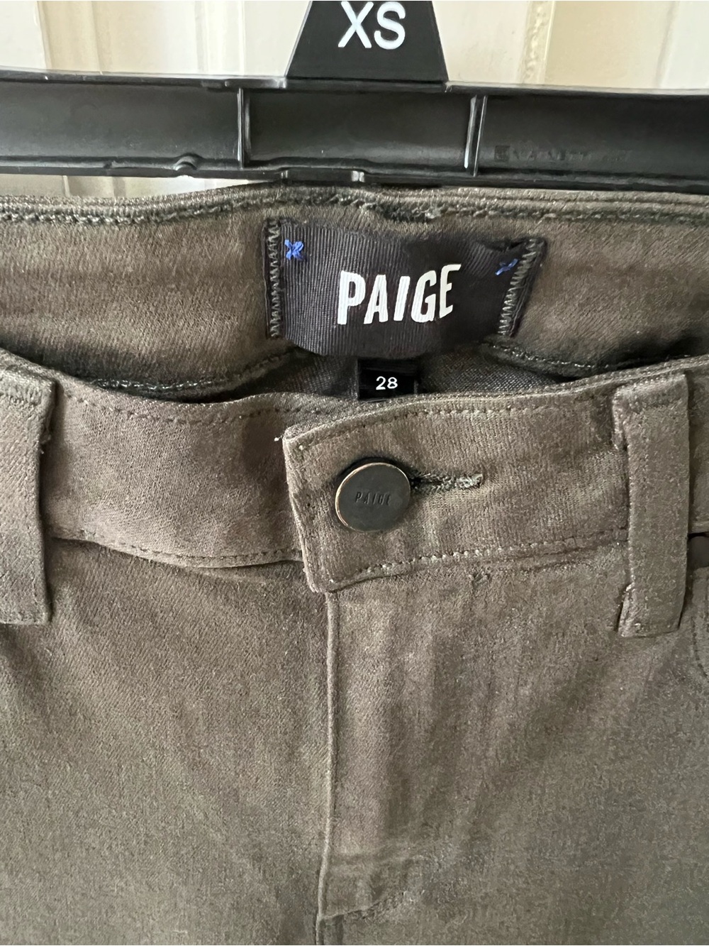 PAIGE Olive-Tone High-Rise Huxton Straight Jeans